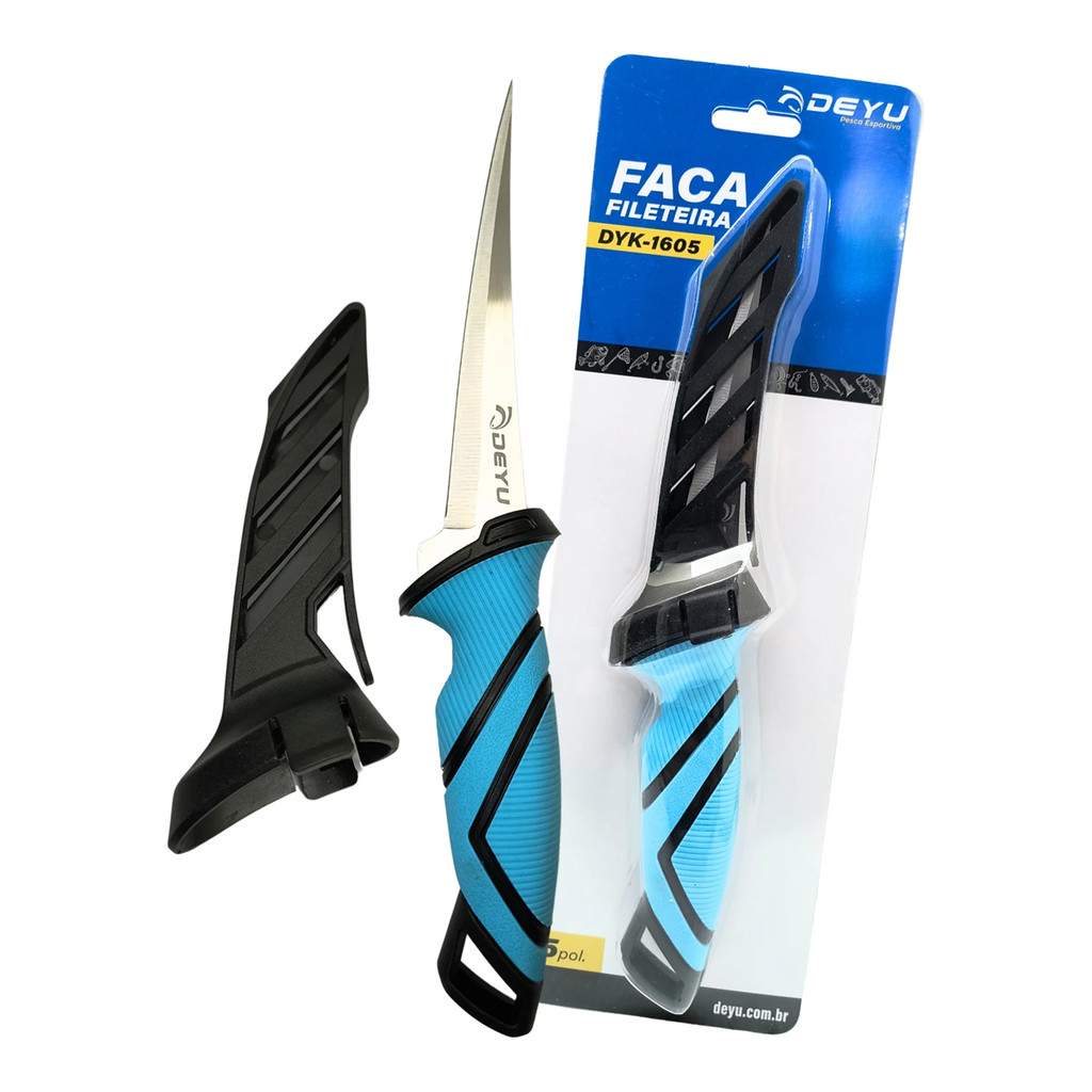 Faca Filetadeira Fileteira Deyu Nickel 28cm DYK-1605 com Bainha Faca para Filé Faca de Filetar Peixe