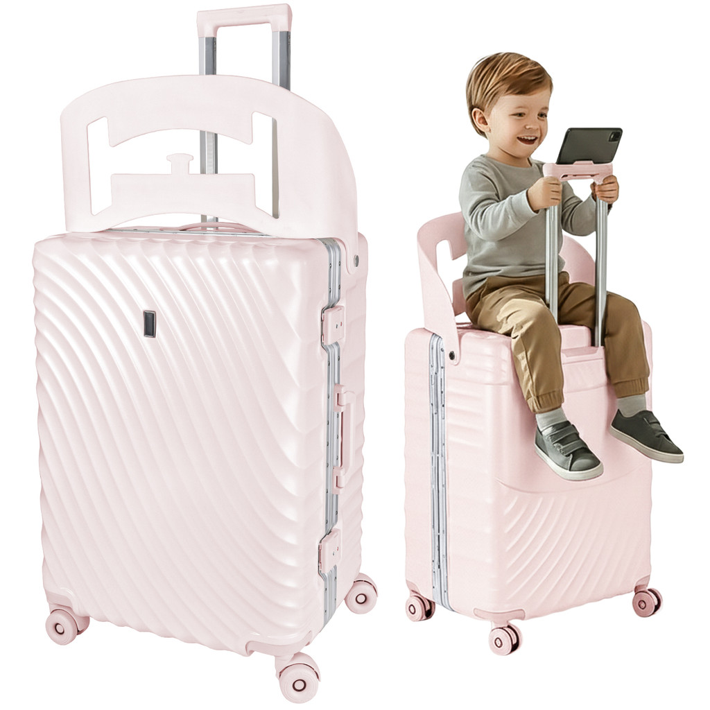 Mala Viagem Grande Assento Infantil ABS Giro 360° de 23 a 32kg - Rosa - Alira Home