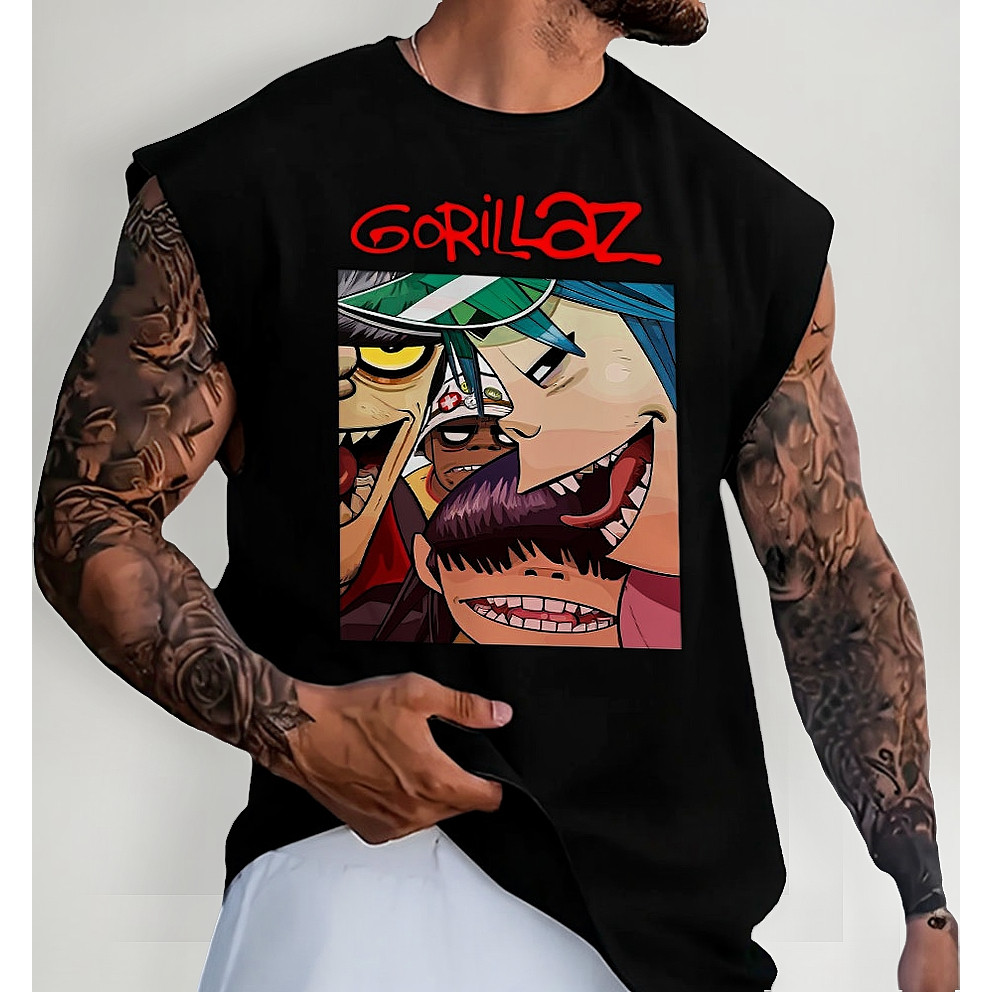 Camiseta Regata Machão Oversized Longa Gorillaz Nostalgiaz