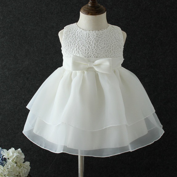 Vestido De Batizado Para Bebês Meninas De 0 A 3 Meses , Branco Cremoso , Sem Mangas , Princesa , Estilo Coreano , Festa