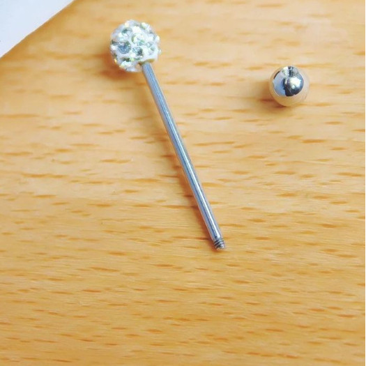 Piercing Lingua Strass/Piercing Com Um Bolinha Brilho 19 mm