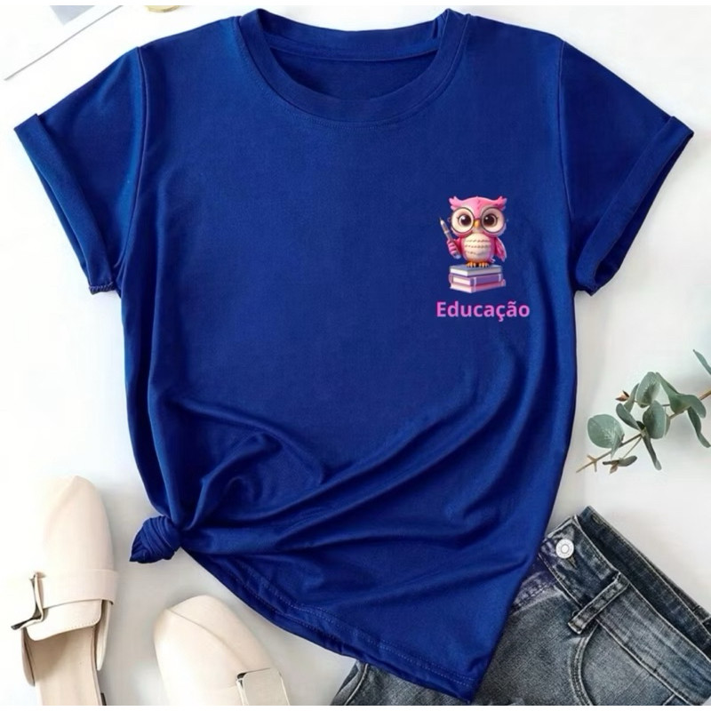 camiseta(Educação com corujinha)linda e alta qualidade e conforto em Oferta na Shopee
