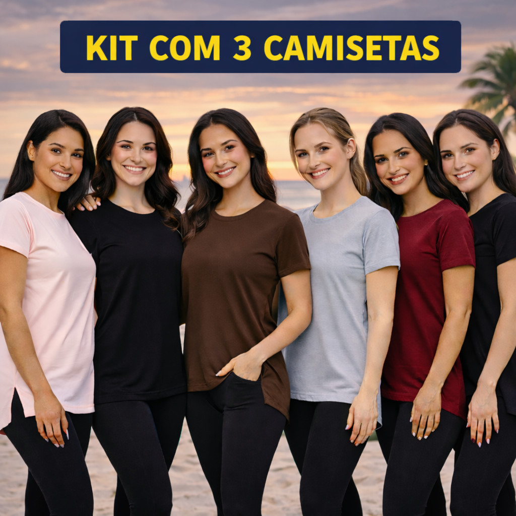 Kit 3 Blusas Esportes Dry Fit Camisa Corrida Caminhada Treino e Lazer Esportes camiseta tapa bum bum
