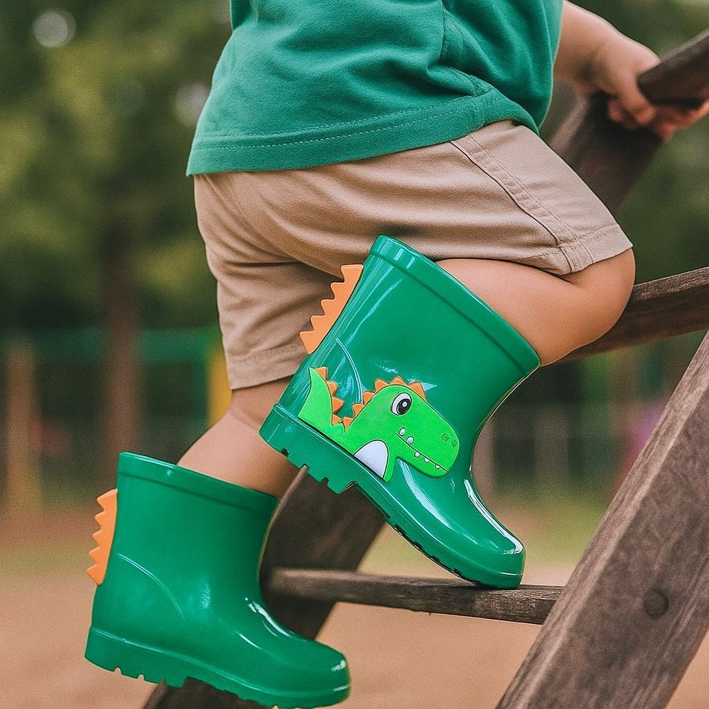 Bota Galocha Infantil Menino Divertida Bota de Chuva Criança Leve Confortável Impermeável
