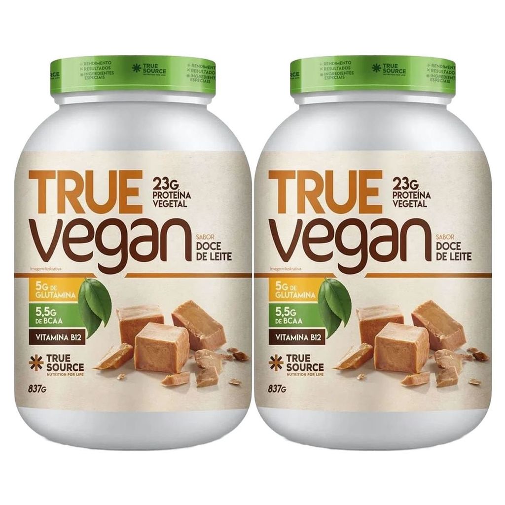 Kit 2X True Vegan Proteína Vegetal - 837g Doce de Leite - True Source