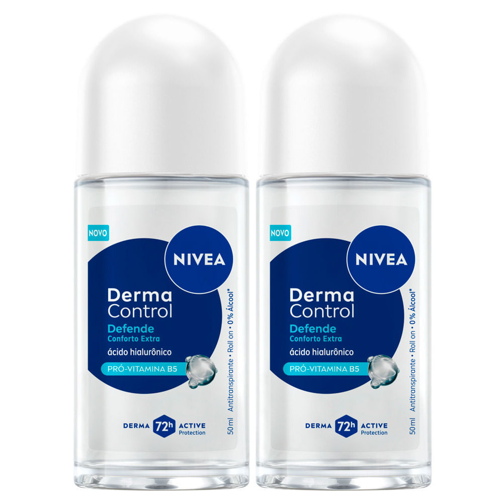 Kit 2 Desodorante Nivea Derma Control Defende Roll-On Antitranspirante 50ml em Oferta na Shopee