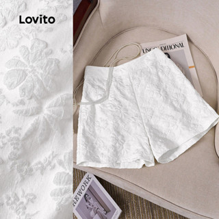 Lovito Shorts Elegantes Plissados Textura Tecido Primavera/verão Shorts Brancos para Mulheres L172LD1282 em Oferta na Shopee
