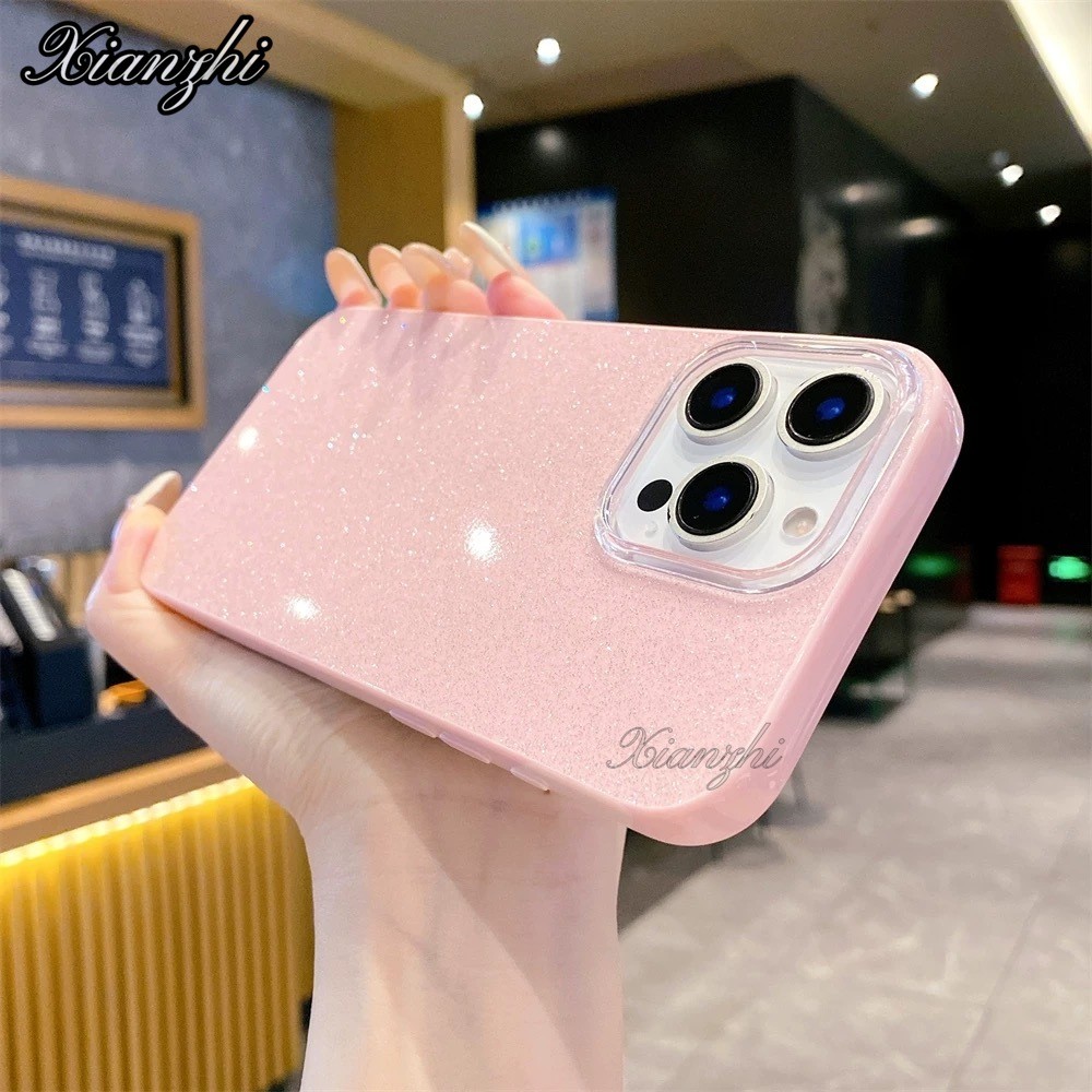 Capa Para Samsung S26 Ultra S25 S24 Plus S23 FE S22 S21 S20 A17 A07 A06 A15 A16 A56 A36 Glitter Cor Sólida De Telefone X