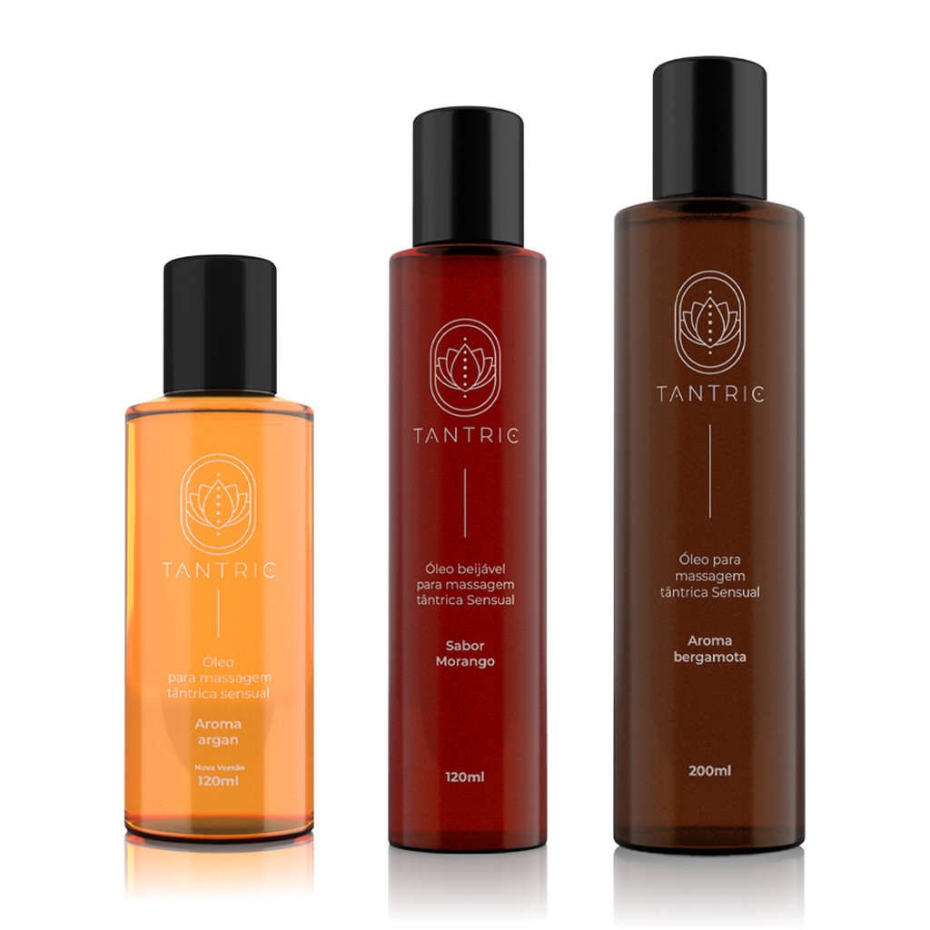 Kit Massagem Sensual Tântrica Sensorial 3 Óleos Naturais Hidratante Tantric Beijável