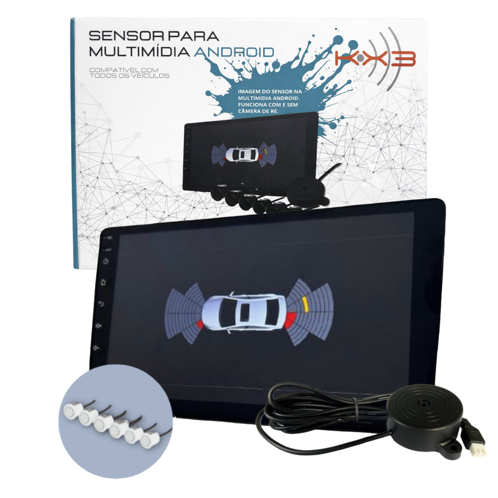 Sensor De Estacionamento Multimídia Android Branco Kx3 Branco em Oferta na Shopee