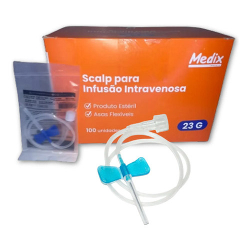 Scalp 23g Azul Infusão Intravenosa Descartavel Medix 50 Uni em Oferta na Shopee