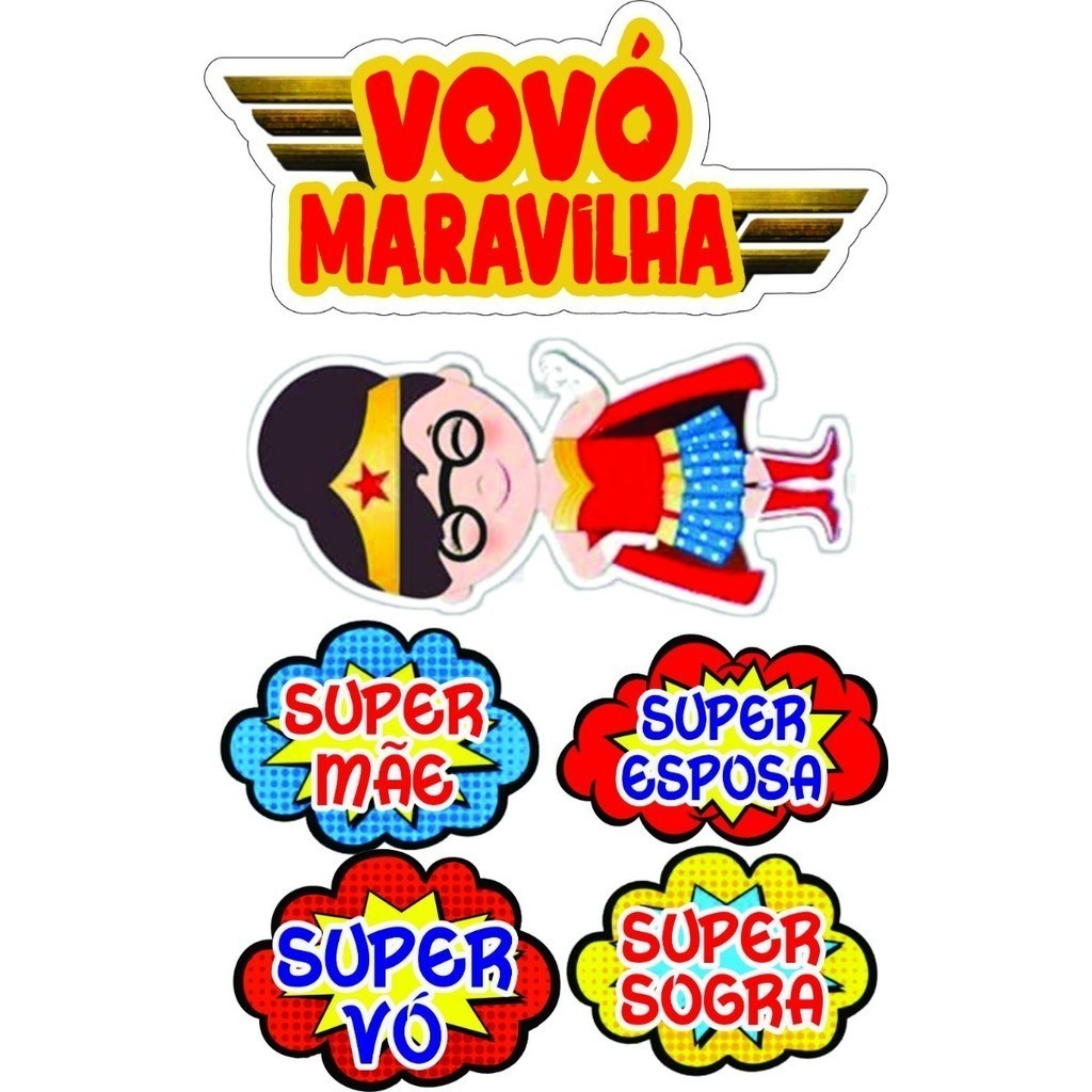 Topo De Bolo Personalizado Topper Vovó Maravilha