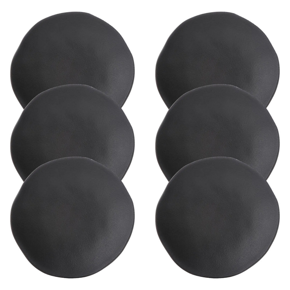 Conjunto Com 6 Pratos Fundo Orgânico Preto Matte 21,2cm Porto Brasil
