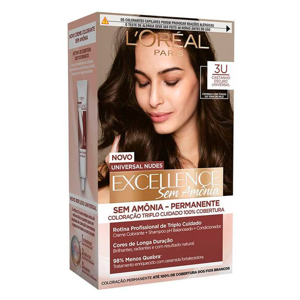Tintura Excellence Universal Nudes Sem Amônia Castanho Escuro Universal 3U em Oferta na Shopee