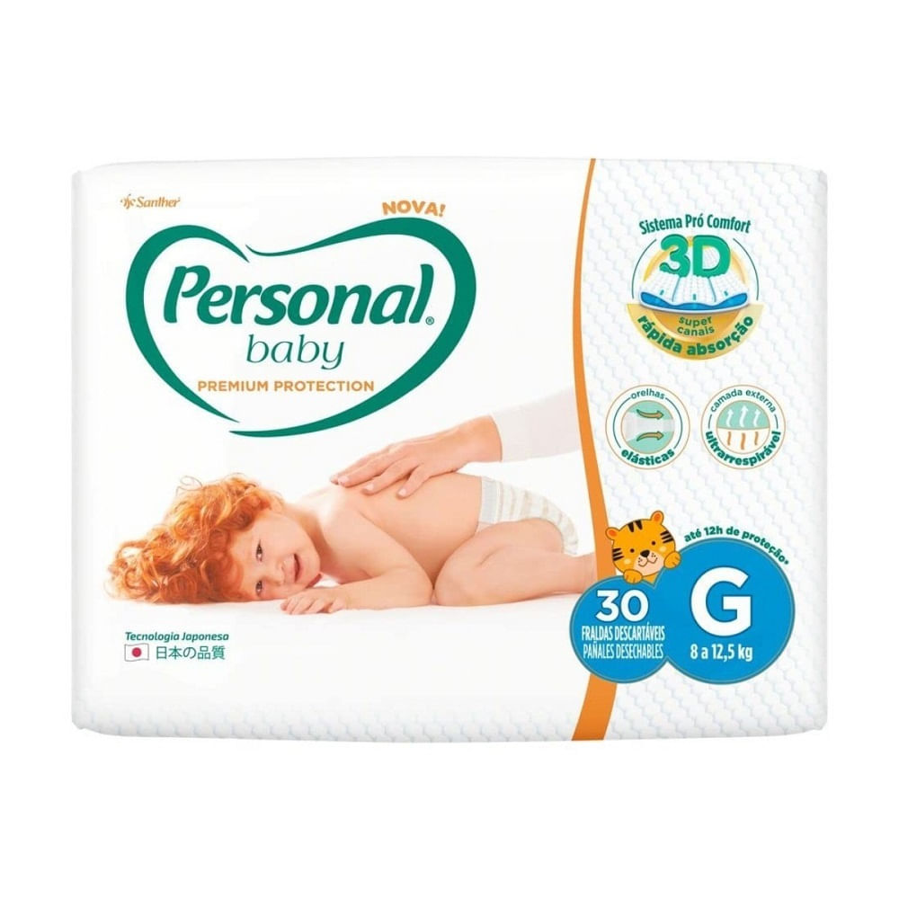 Fralda Descartável Personal Baby Premium Protection 3D Mega G 30 Unidades em Oferta na Shopee