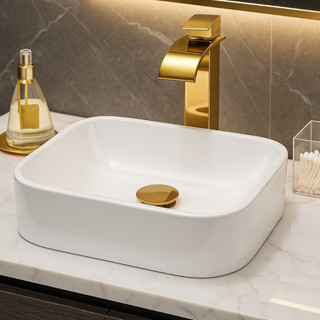 *PROMOÇÃO* Pia Para Banheiro Cuba de Sobrepor 37cm Apoio Lavabo Retangular Mármore Sintético Branca em Oferta na Shopee