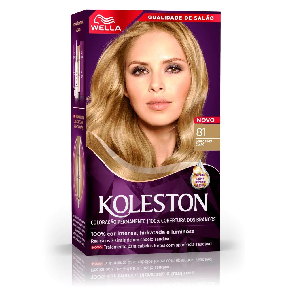 Tintura Creme Koleston Wella Louro Cinza Claro 81 Kit em Oferta na Shopee