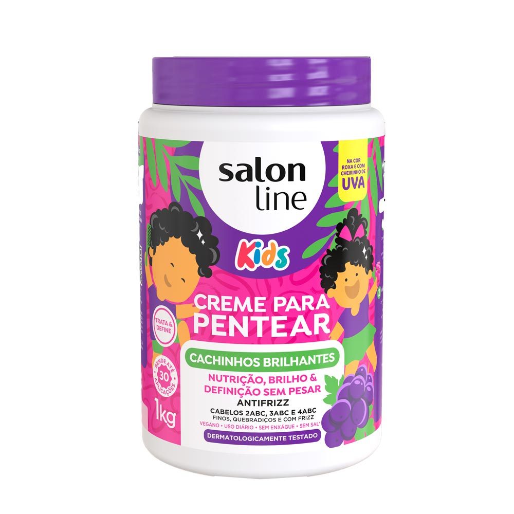 Creme para Pentear Salon Line Kids Cachinhos Brilhantes Uva 1kg em Oferta na Shopee