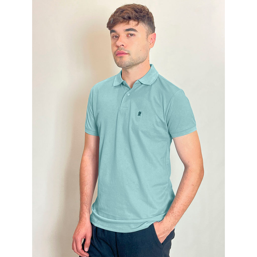 Polo Básica Masculina Com Botões Polo Wear Azul Médio em Oferta na Shopee
