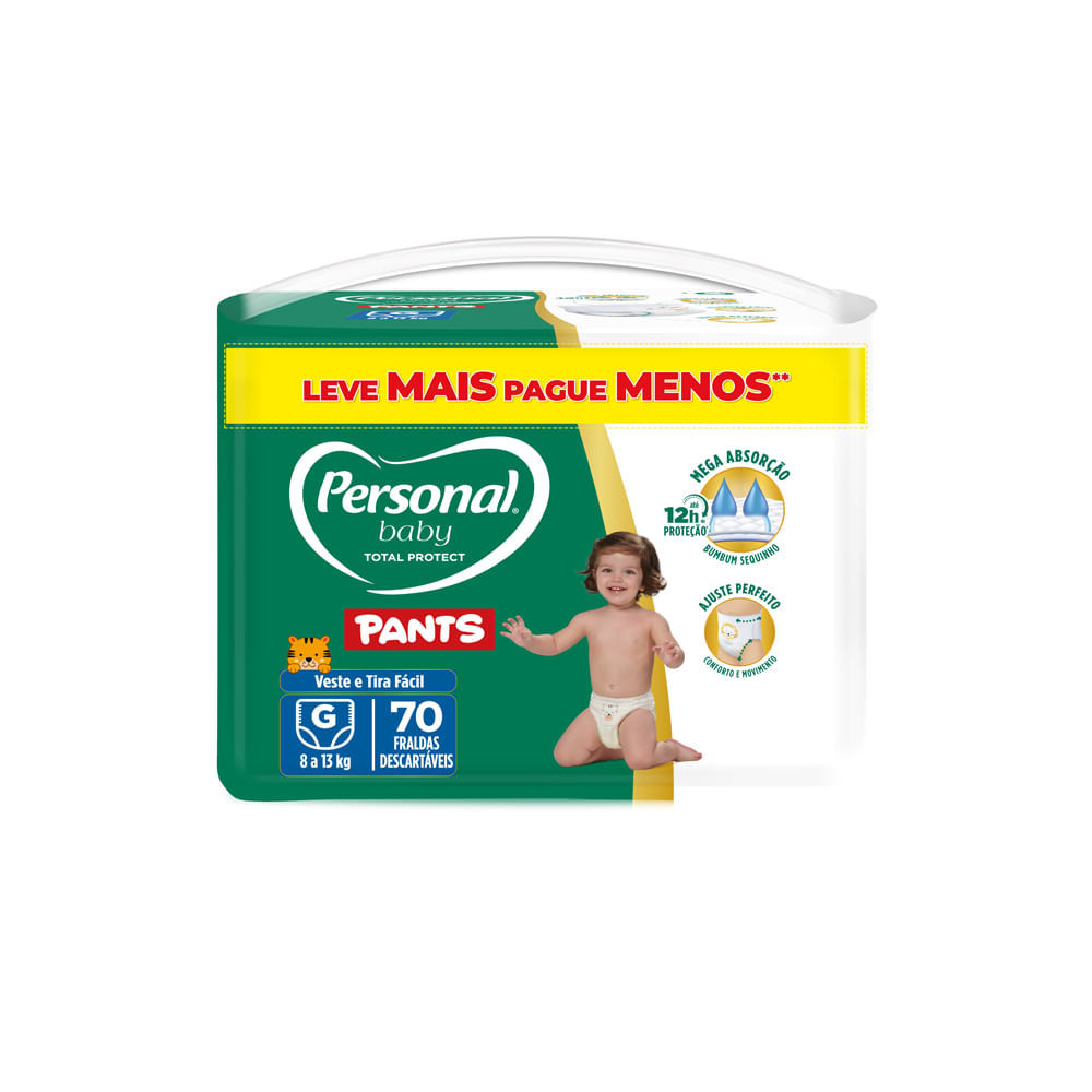 Fralda Personal Baby Total Protect Pants Tamanho G com 70 Unidades Leve Mais Pague Menos em Oferta na Shopee