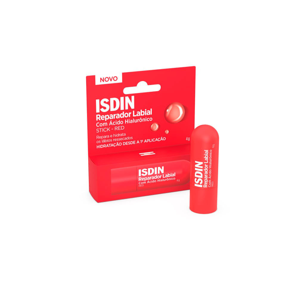 Isdin Reparador Labial Com Ácido Hialurônico Stick Red 4g em Oferta na Shopee