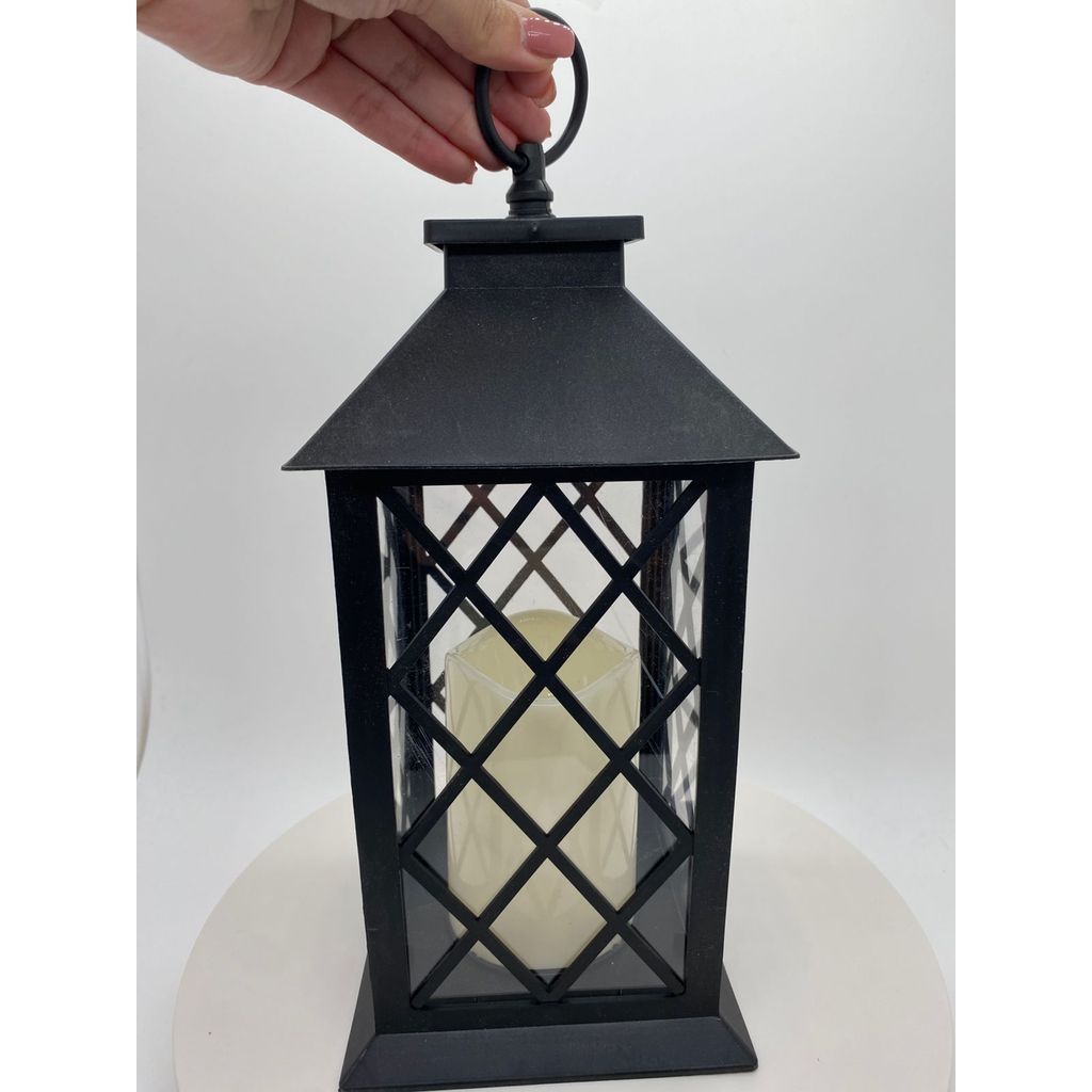 LUMINÁRIA LANTERNA RETRO DECORATIVA COM VELA DE LED 32CM