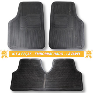 Kit Jogo Tapete Automotivo Carro 3 ou 4 Peças Universal Emborrachado Impermeável Lavável Preto em Oferta na Shopee