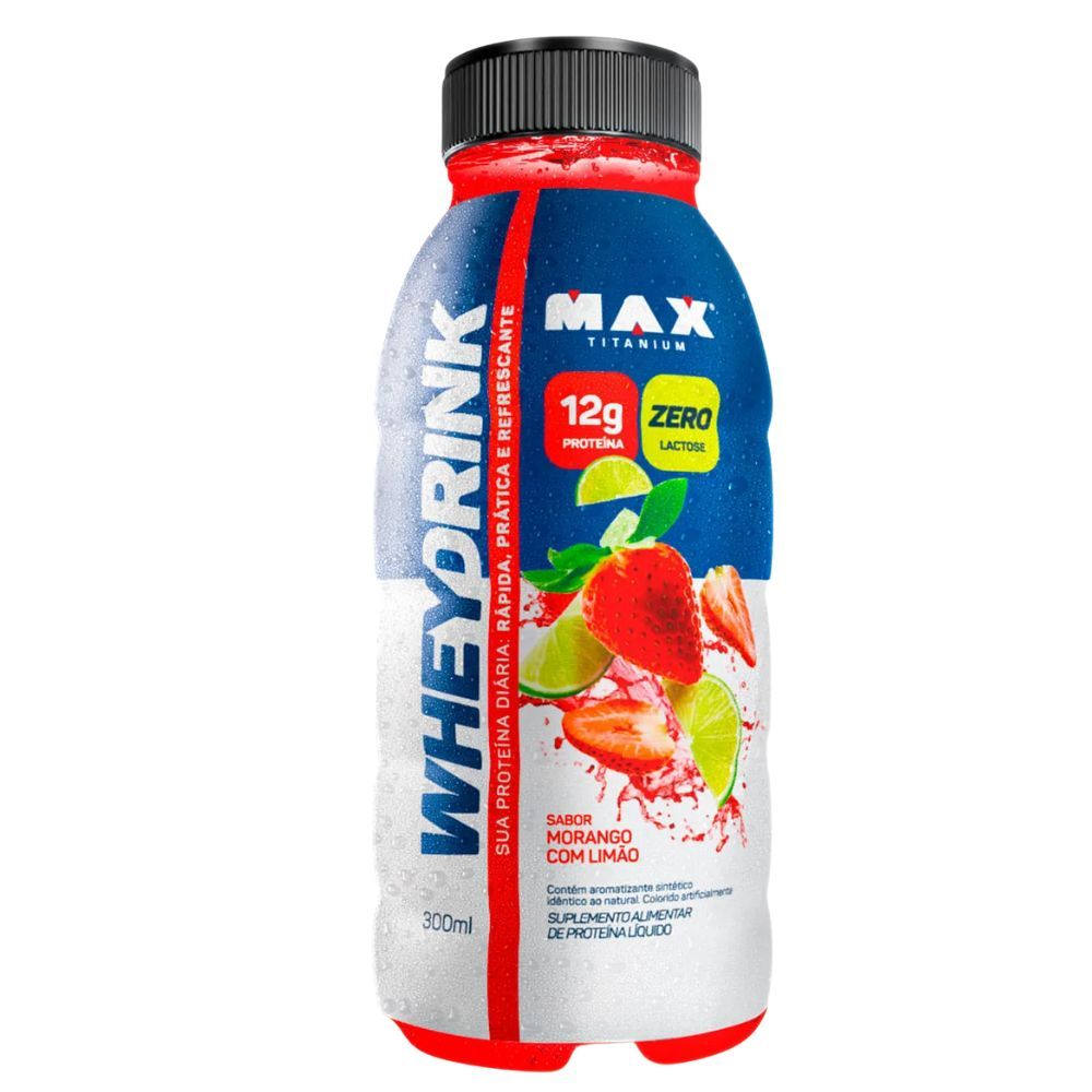 Whey Drink Max Titanium Morango Com Limão Zero Lactose 300ml em Oferta na Shopee