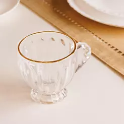Xícara Renaissance 200ml com Fio de Ouro Cristal Ecológico Lyor para Café Chá Mesa Posta Servir Elegante Sofisticado