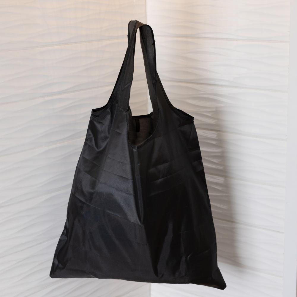 Sacola Dobrável de Poliéster Preta 58x38cm Lyor Bolsa de Compras Reutilizável Compacta Portátil para Viagem Utilidade · foto 2