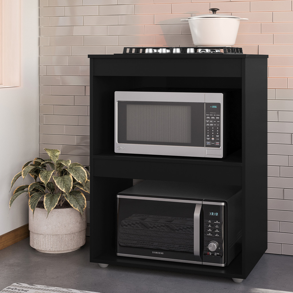 Balcão Gabinete Cooktop Para Cozinha 2 Nichos em MDP Adriana