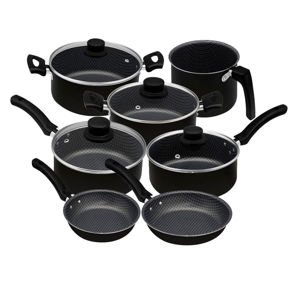 Conjunto de Panelas Antiaderente Eirilar Copacabana Preto 7 Peças em Oferta na Shopee