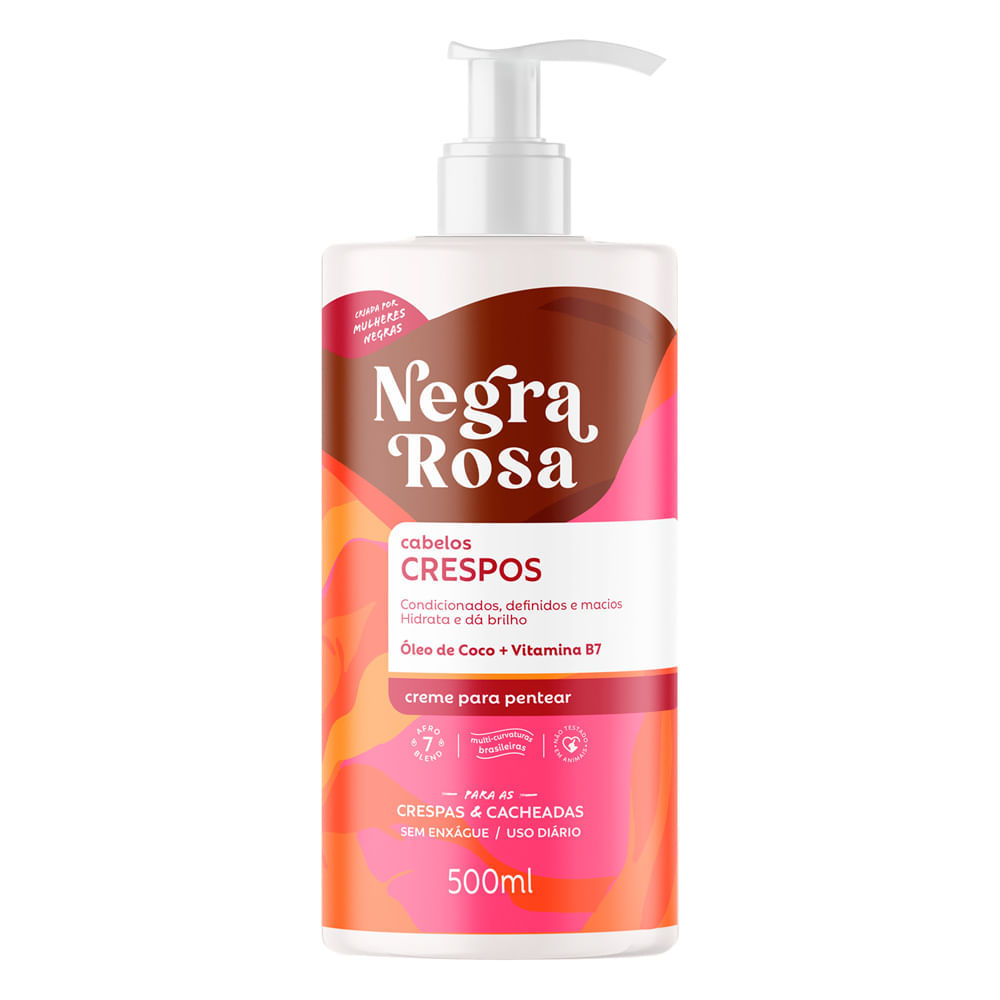 Creme para Pentear Cabelos Crespos Negra Rosa Crespas e Cacheadas 500ml em Oferta na Shopee