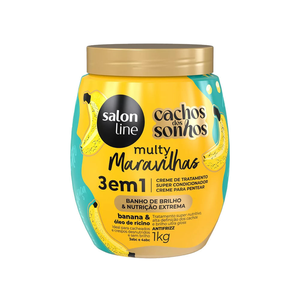 Creme 3 em 1 Salon Line Cachos Dos Sonhos Multy Maravilhas Banana 1kg em Oferta na Shopee