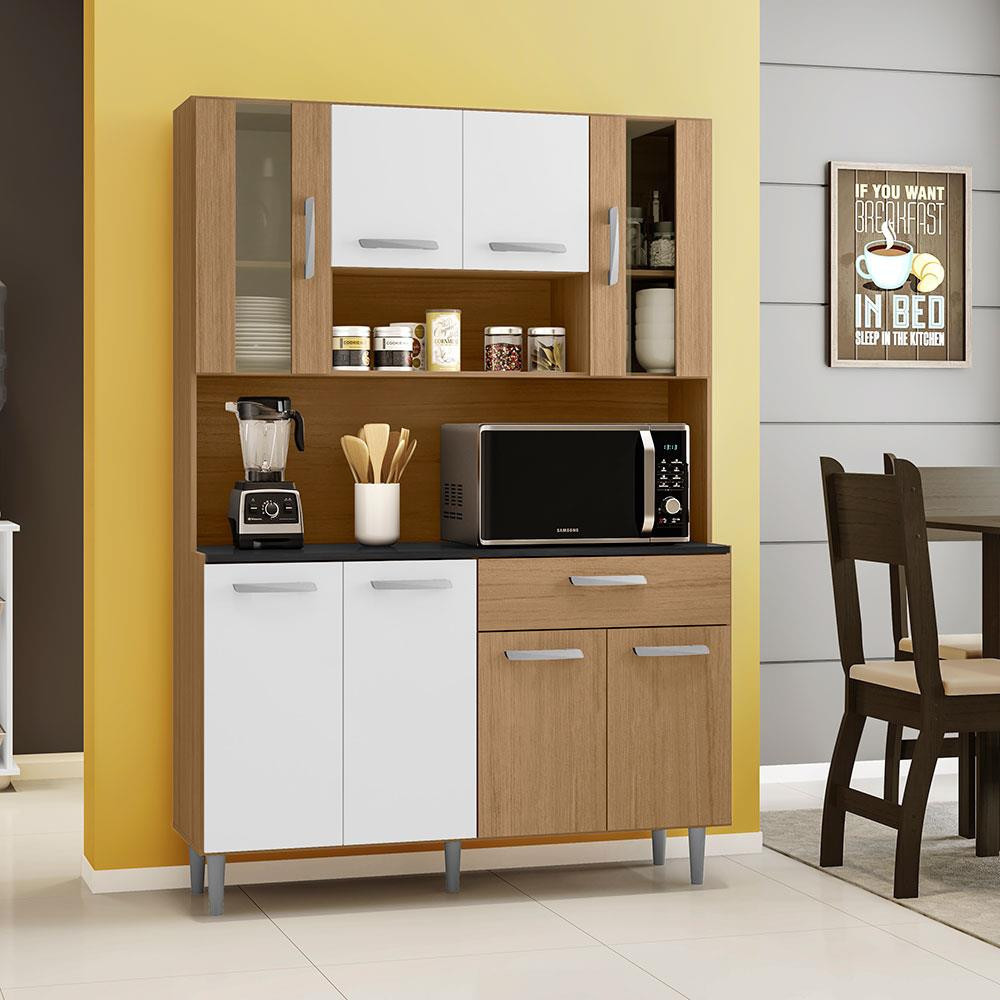 Cozinha Compacta com 8 Portas, 1 Gaveta e 1 Prateleira Poliman Gabi