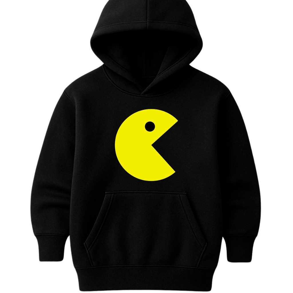 Moletom modelo CANGURU com gorro e cordinha Pac Man Game Retro Jogo Blusa de Frio material algodão
