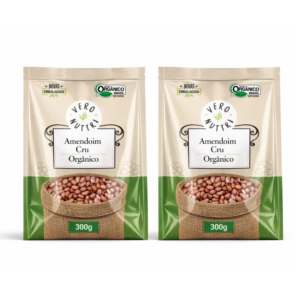 Kit 2 Amendoim Cru Organico 600g Vero Nuttri