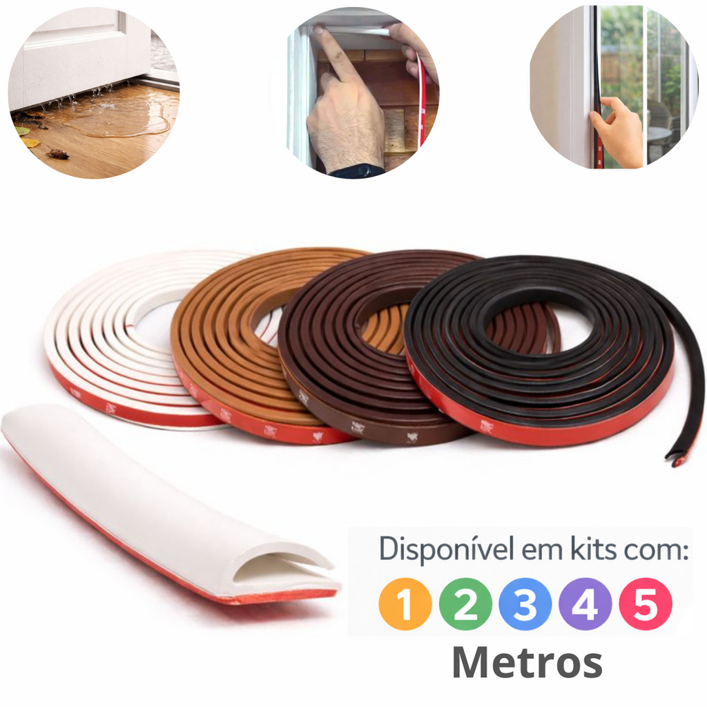 Protetor Corta Vento Vedaçao De Porta  impermeável Batente Em Formato U