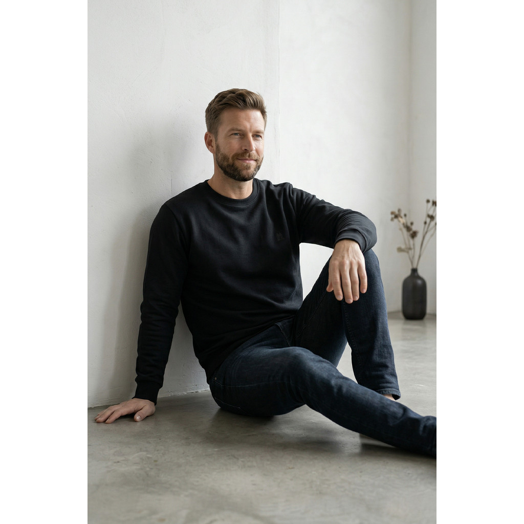 Moletom Masculino Leve Gola Careca Polo Wear Preto — imagem 2 de 2