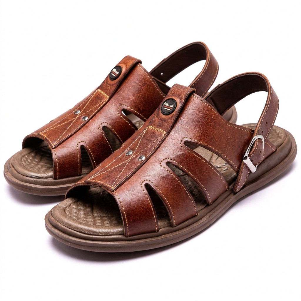 Sandália Chinelo Masculino Franciscano Em Couro Legítimo Antistress Macio Confortável