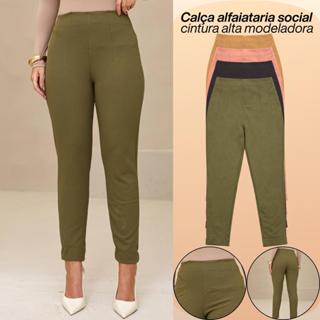 Calça Alfaiataria Feminina Social Cintura Alta Com Pregas Tendencia em Oferta na Shopee