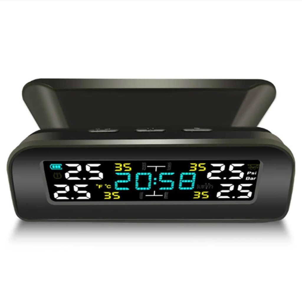 Monitor De Pressão Dos Pneus De Temperatura Do Carro Universal Inspeção Sem Fio Energia Solar Tempo Externo