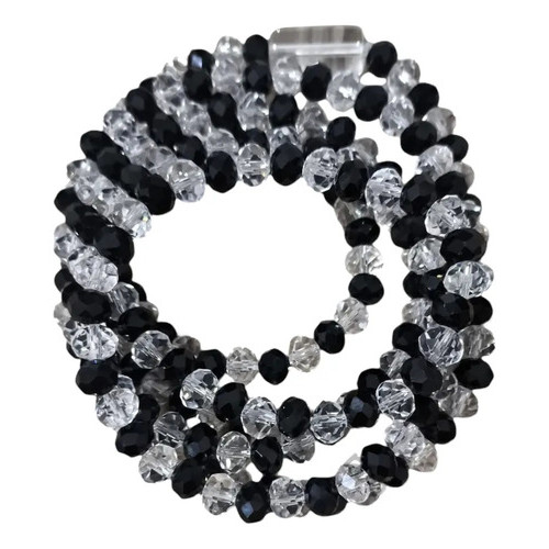 Kit Guia Obaluaê Omolu + Patuá Proteção Carro Cristal 8mm   Preto E Branco