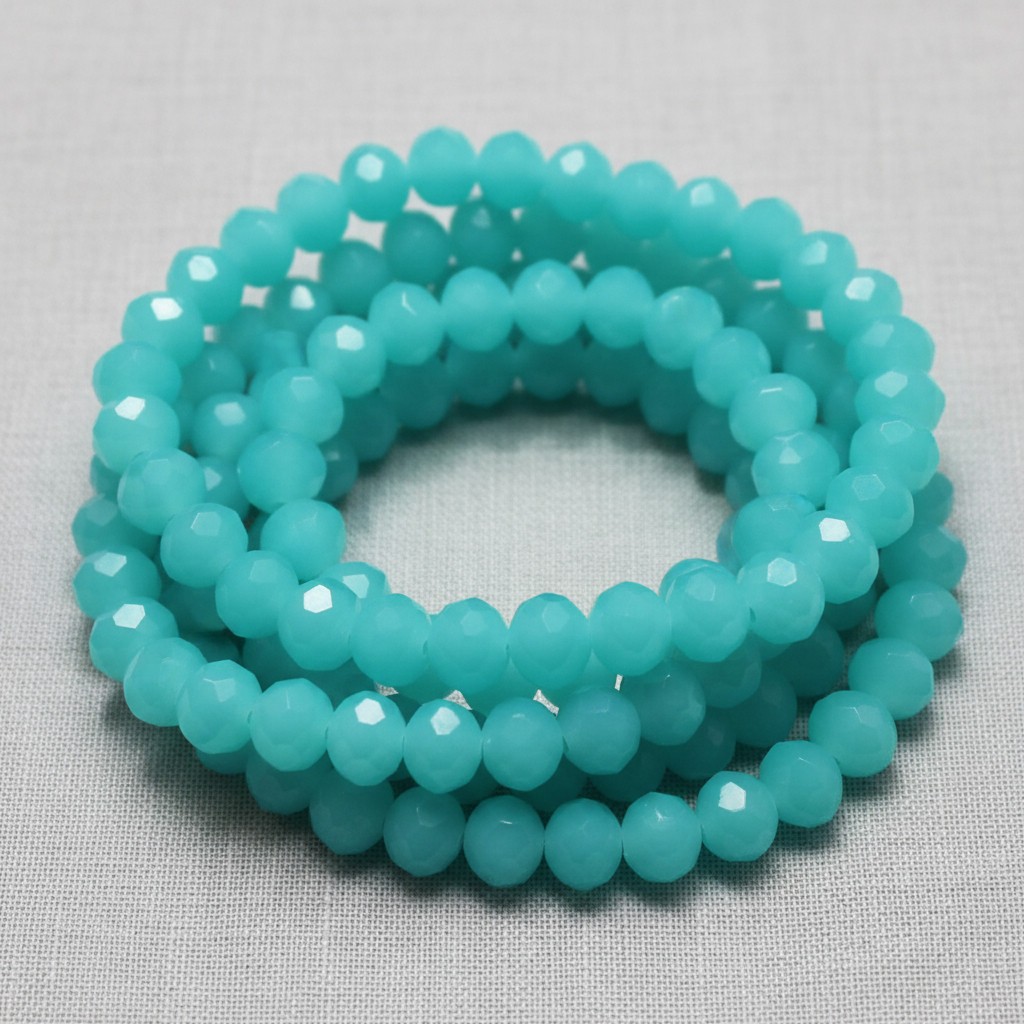Cristal Flat Verde Tiffany Brilhante 8mm Fio Com 65unidades