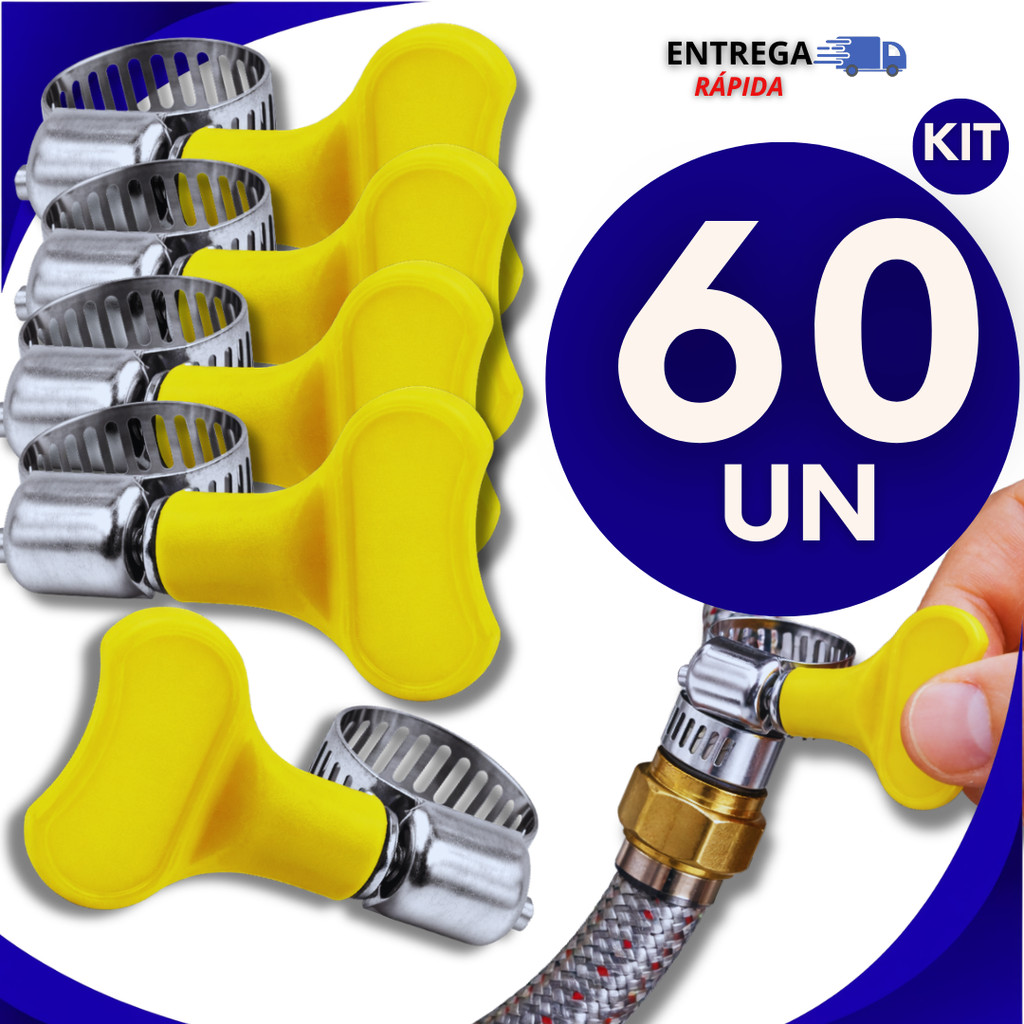 Kit 60 Abraçadeira Americana em Inox Vazado Parafuso com Borboleta 13-19mm 3/4 Mangueira Gás Irrigação em Oferta na Shopee