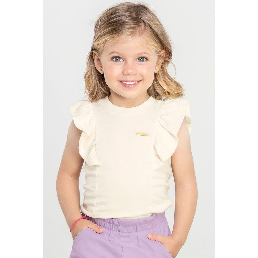 Blusa Infantil Menina com Babado Colorittá Bege em Oferta na Shopee