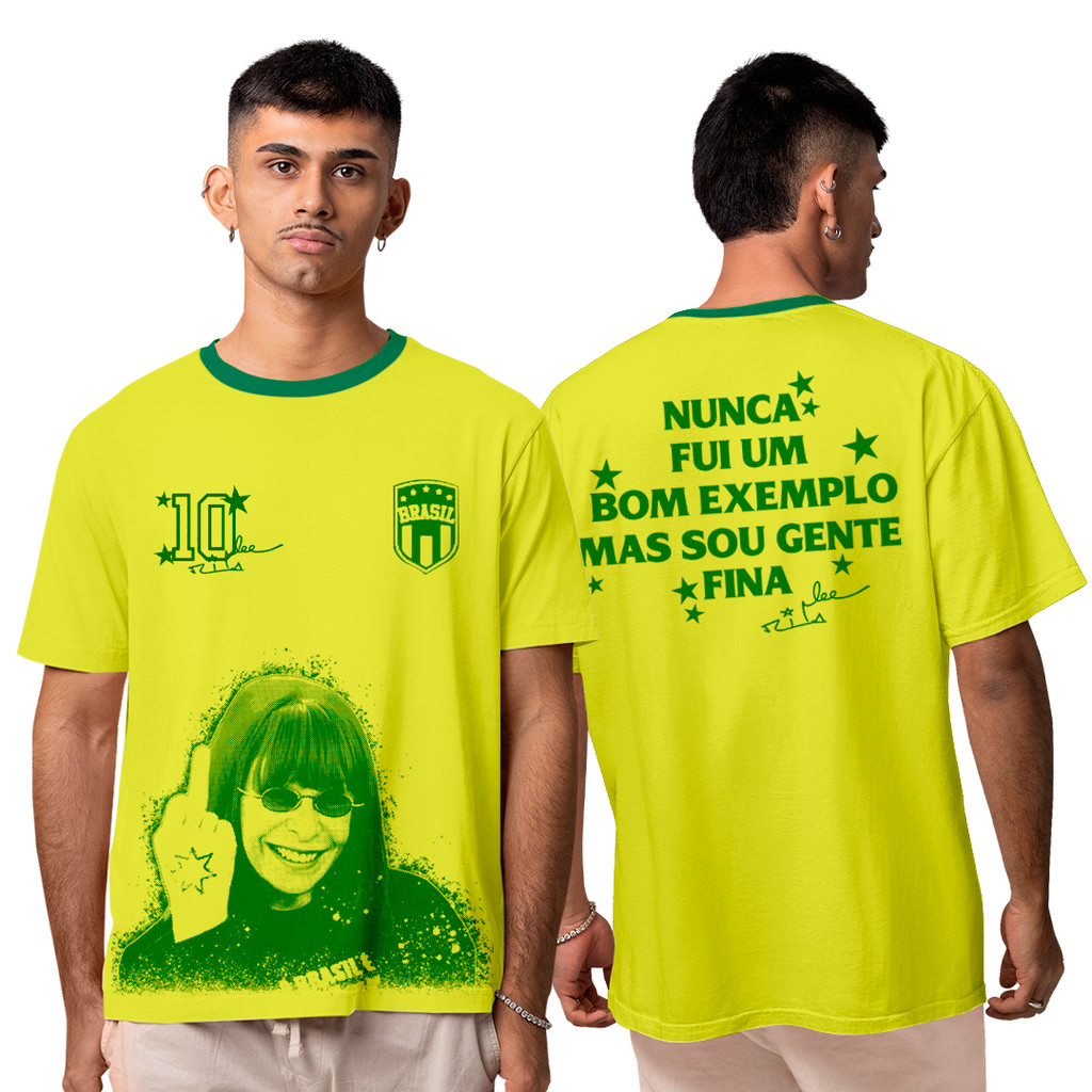 Camiseta Algodão Unissex Rita Lee Copa do Mundo Brasil Core Camisa Masculina T-Shirt Feminina-Atoms