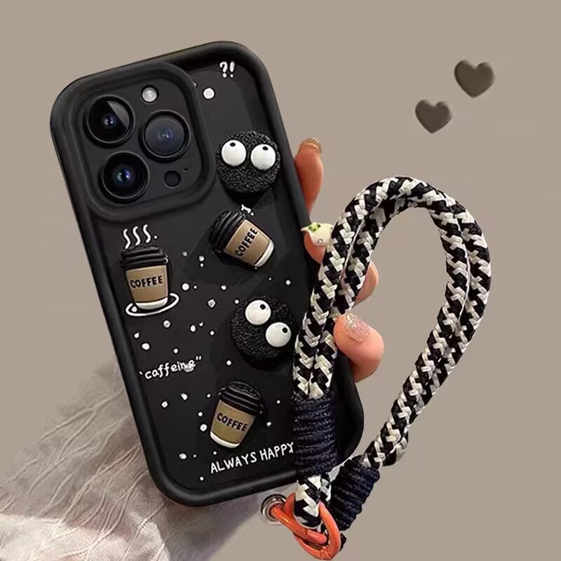 Capa De Telefone Com Cordão De Café 3D DIY Para Samsung Galalxy S26 Ultra S25 FE S23 S24 S22 S21 Plus S24 S24Plus S23Plu