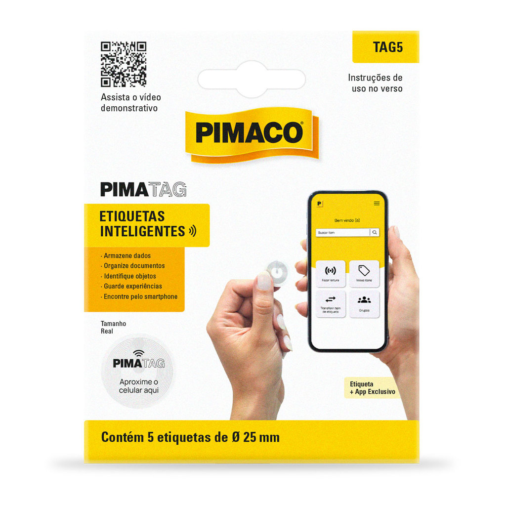 Etiqueta inteligente Pimatag NFC TAG5 com 5 unidades Pimaco em Oferta na Shopee