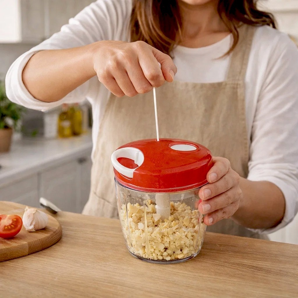 Mini Processador Manual Alimentos Fácil Uso Versátil Cozinha Rapidez Eficiência Achadinhos